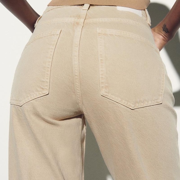 Zara Z1975 High Rise Straight Jeans Sand 4 NWT - Picture 3 of 11